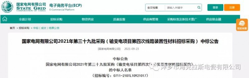 ?？死怪袠?biāo)國(guó)家電網(wǎng)有限公司2021年第三十九批采購(gòu)（輸變電項(xiàng)目第四次線路裝置性材料招標(biāo)采購(gòu)）項(xiàng)目
